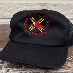 vintage UPSALA Firefighter trucker hat mesh snapback black